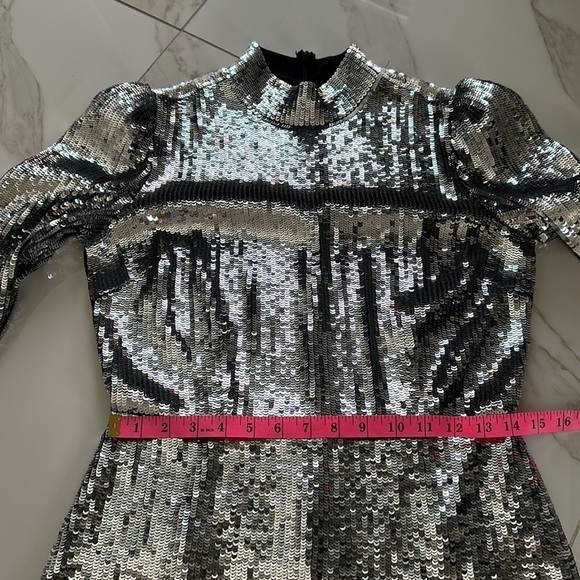 NEW MICHAEL Michael Kors Sequined Georgette Ruffled Dress Size 2 SEQUIN DRESS - Picture 12 of 14